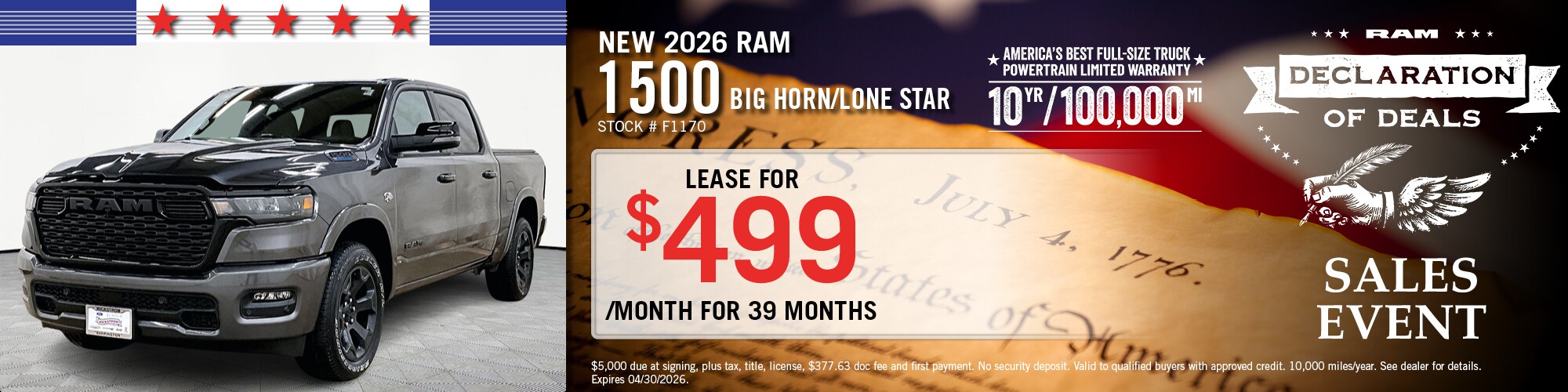 2026 Ram 1500 Lease Offer | Wickstrom CDJR