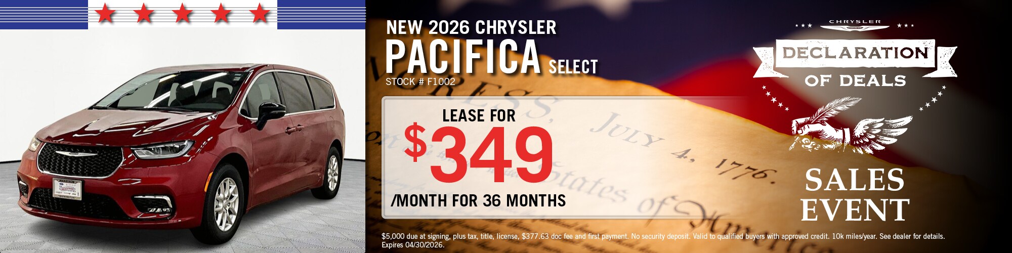 2026 Chrysler Pacifica Lease Offer | Wickstrom CDJR