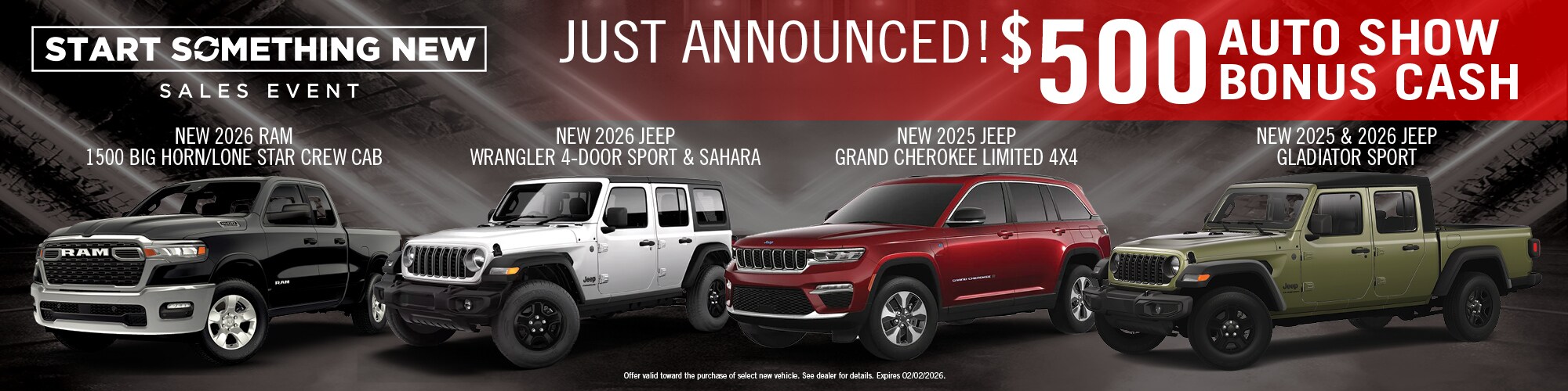 2025 & 2026 Jeep & Ram Models Bonus Cash Offer | Wickstrom CDJR