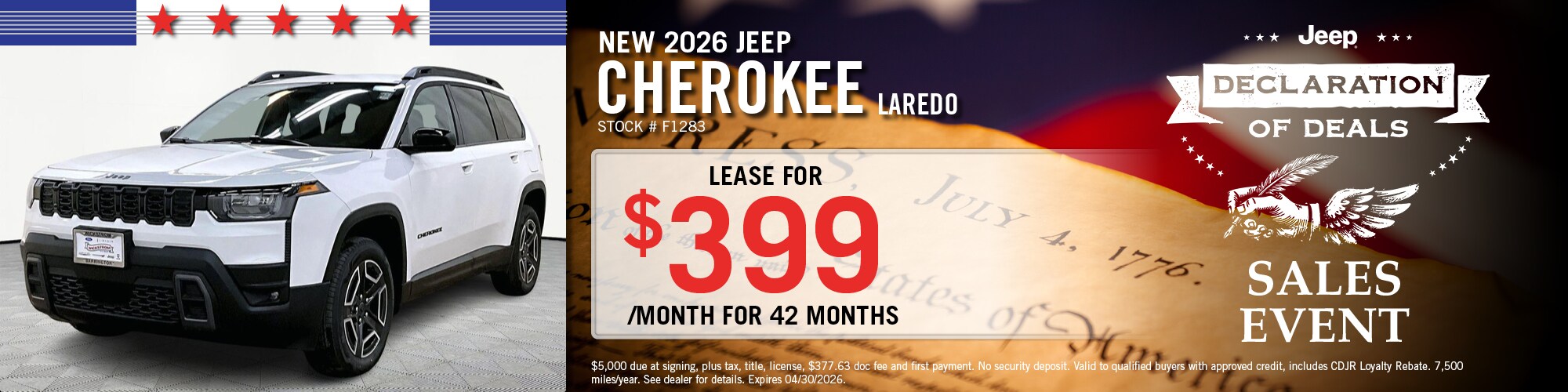 2026 Jeep Cherokee Lease Offer | Wickstrom CDJR