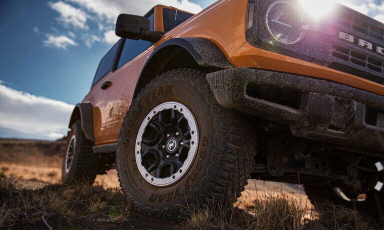 2026 Ford Bronco front wheel in field
