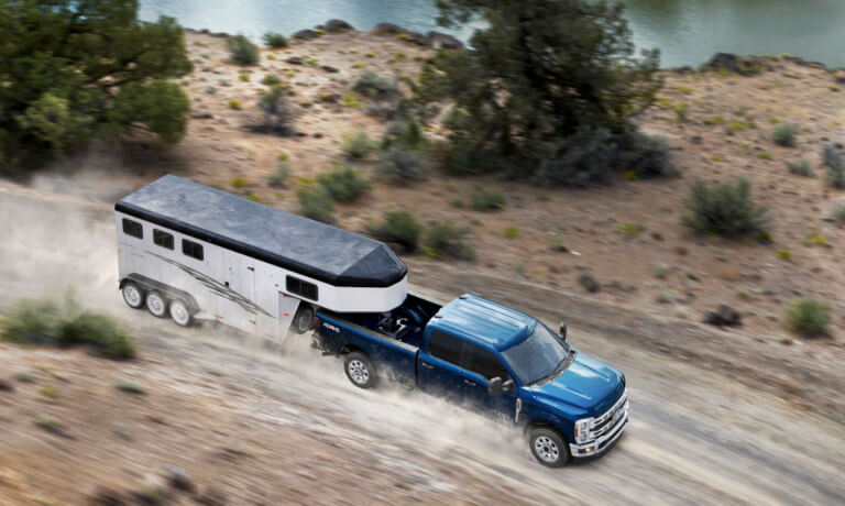 2026 Ford Super Duty overhead view towing RV