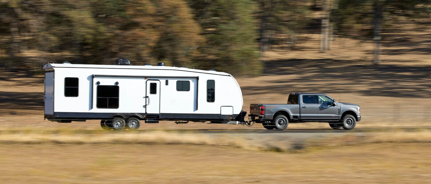 2026 Ford Super Duty towing an RV