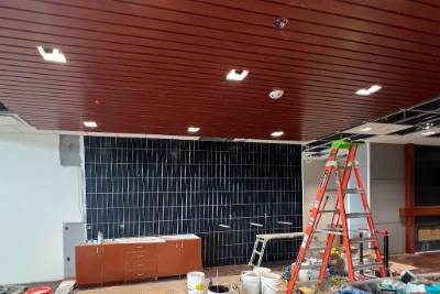 Tile And Feature Ceiling Installation In Progress Tile And Feature Ceiling Installation In Progress