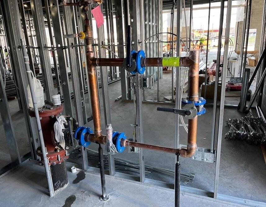 Plumbing Rough-in Installation In Progress. Plumbing Rough-in Installation In Progress.