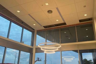 Overhead Lighting Installation In Progress Overhead Lighting Installation In Progress