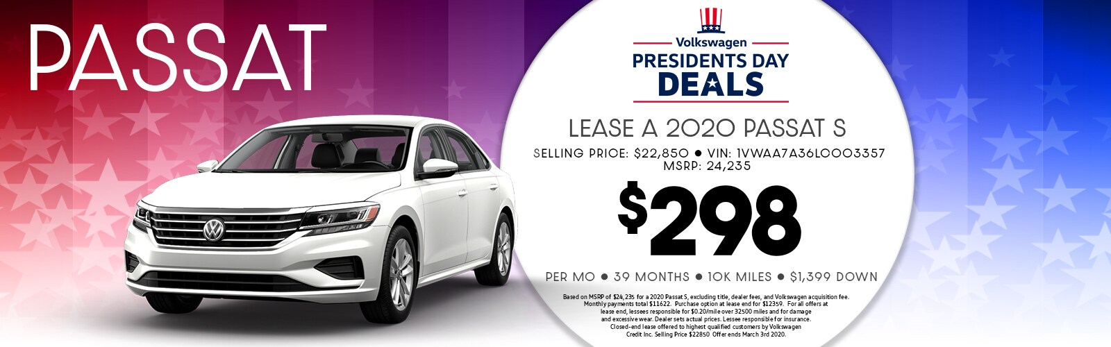 February_2020_Williams_Passat_Banner 2020 Williams Volkswagen Passat Special Banner Expiring April 3rd