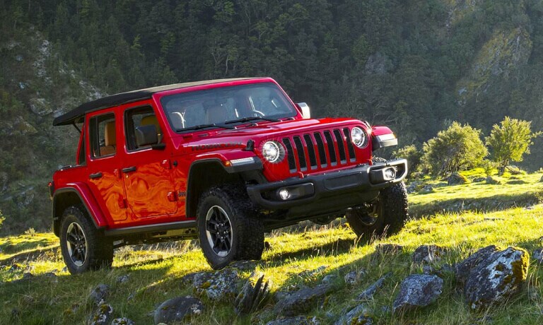 2019 Jeep Wrangler on rocky hillside