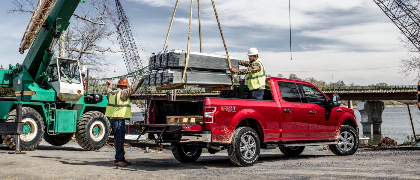 2019 Ford F-150 exterior loading heavy payload from crane