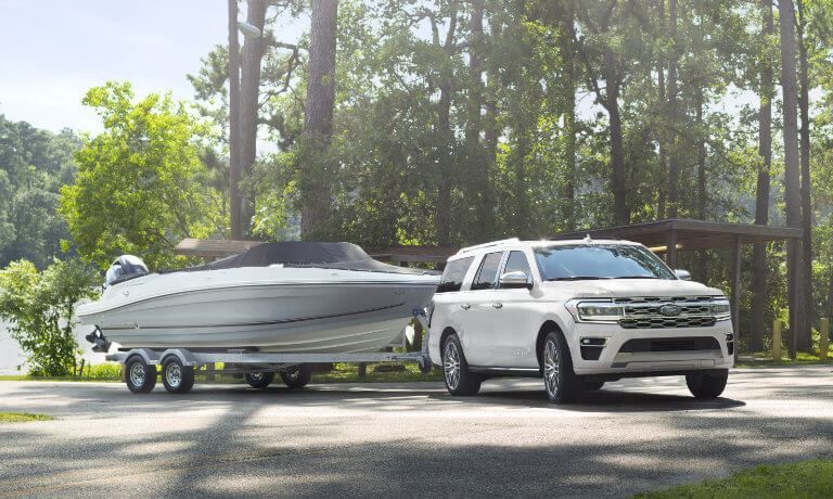2022 Ford Expedition exterior towing boat at lake