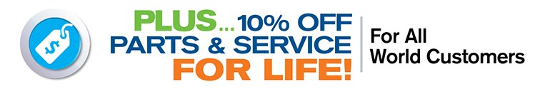 10% off Parts and Service for Life