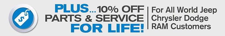 10% off Parts and Service for Life