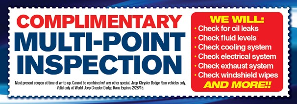 Complimentary Multi-Point Inspection from World Jeep Chrysler Dodge Ram Shrewsbury NJ