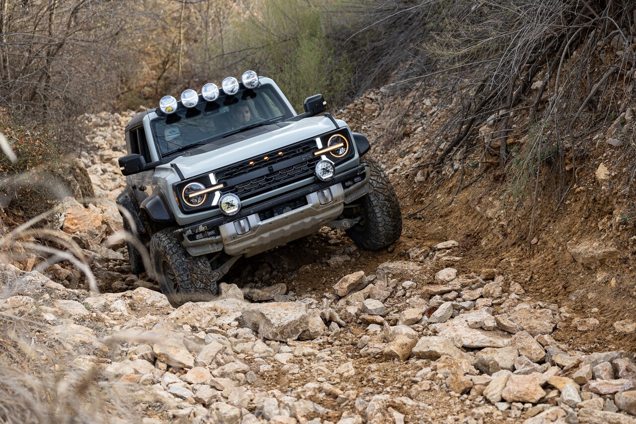Bronco RTR climbing steep off-road terrain near Brigham City, Utah