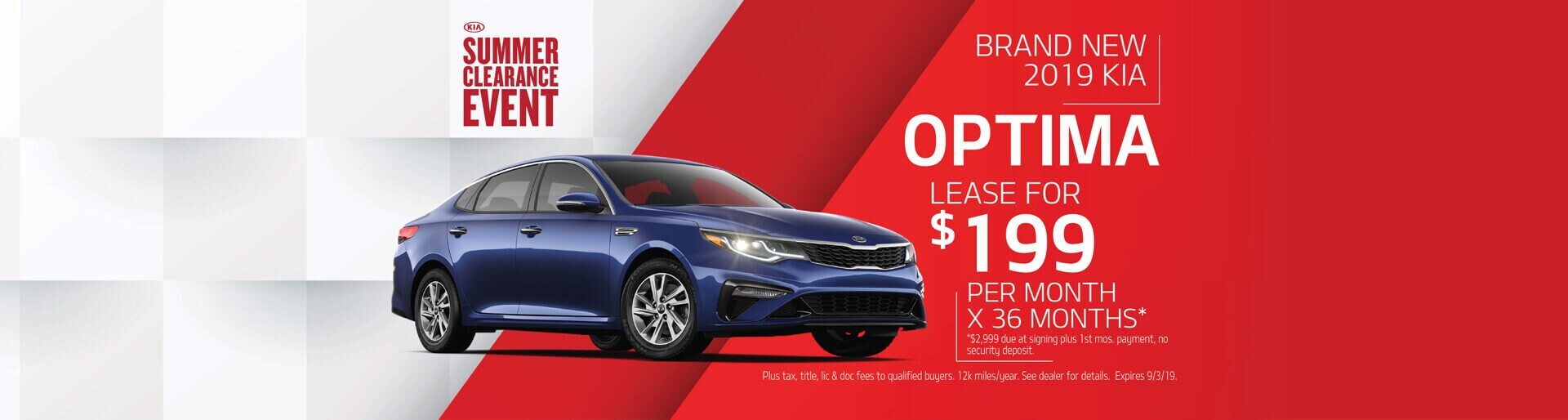 2019 Kia Optima LX Lease a 2019 Kia Optima for $199/mo. for 36 mos.