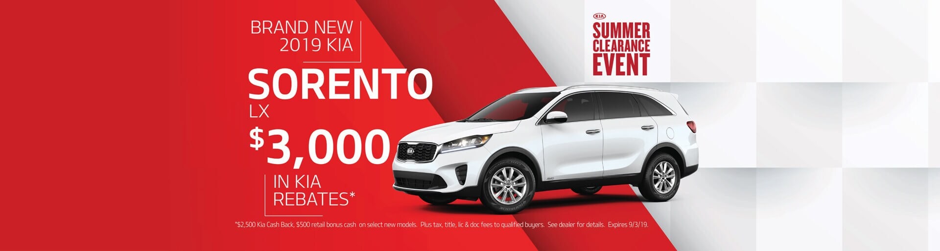 2019 Kia Optima LX Get $3000 in Kia rebates when buying a 2019 Kia Sorento LX