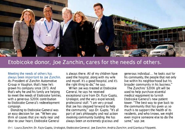 Zanchin Automotive Donates 2 Million Dollars
