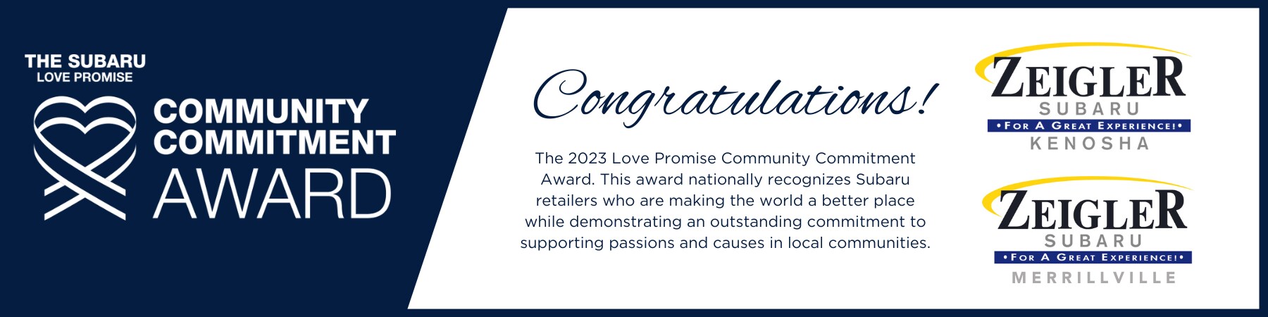 subaru kenosha and subaru merrillville win 2023 Love Promise Community Commitment Award.png
