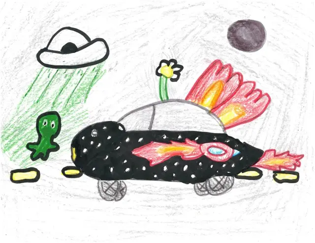 Willow Grove 3rd Grade 1st Place Winner - Space Car by Annie C.