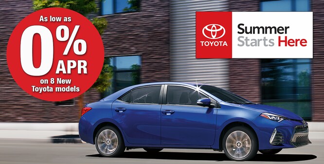 As low as 0% APR on 8 New Toyota models in May 2018 at Thompson Toyota
