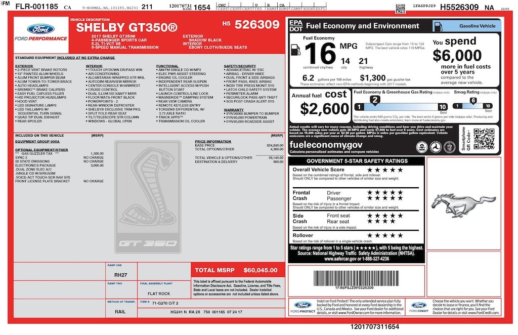 Used 2017 Ford Mustang Shelby GT350 Coupe