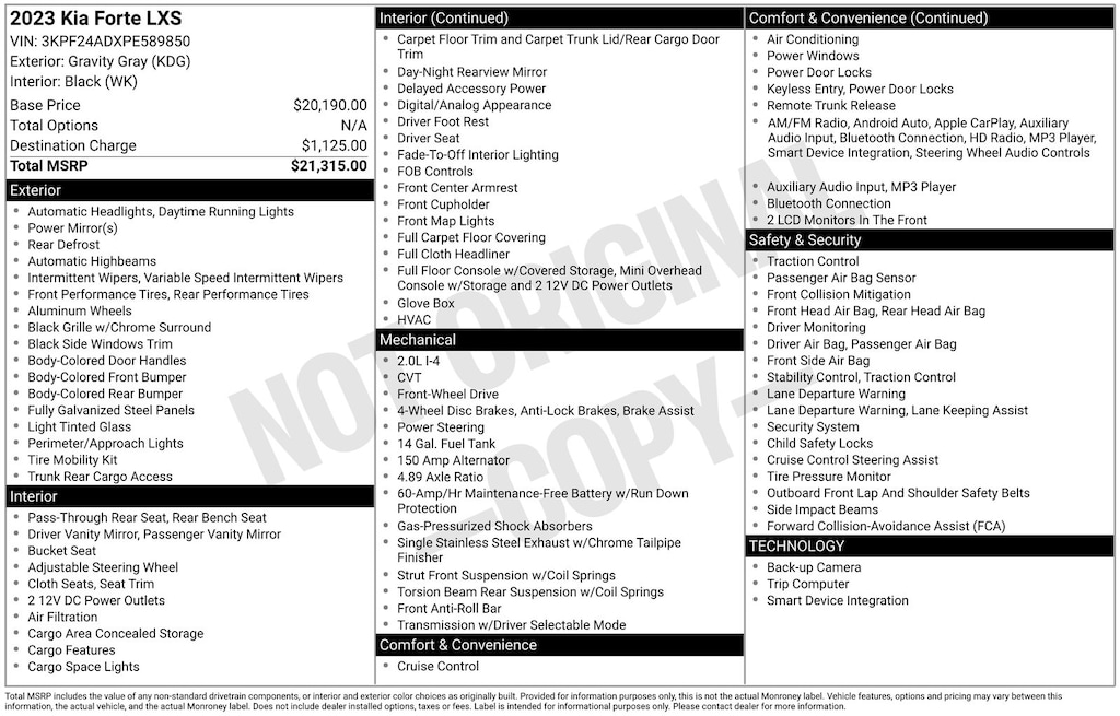 Used 2023 Kia Forte LXS Sedan
