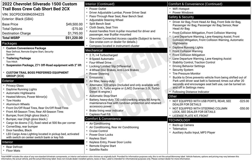 Used 2022 Chevrolet Silverado 1500 Custom Trail Boss Truck