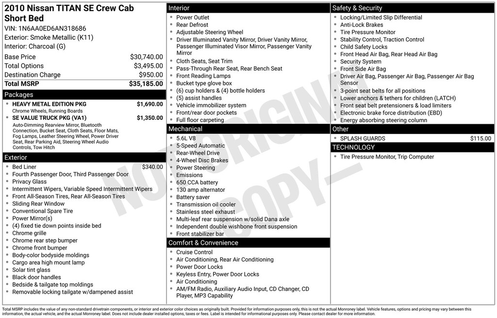 Used 2010 Nissan Titan SE Truck