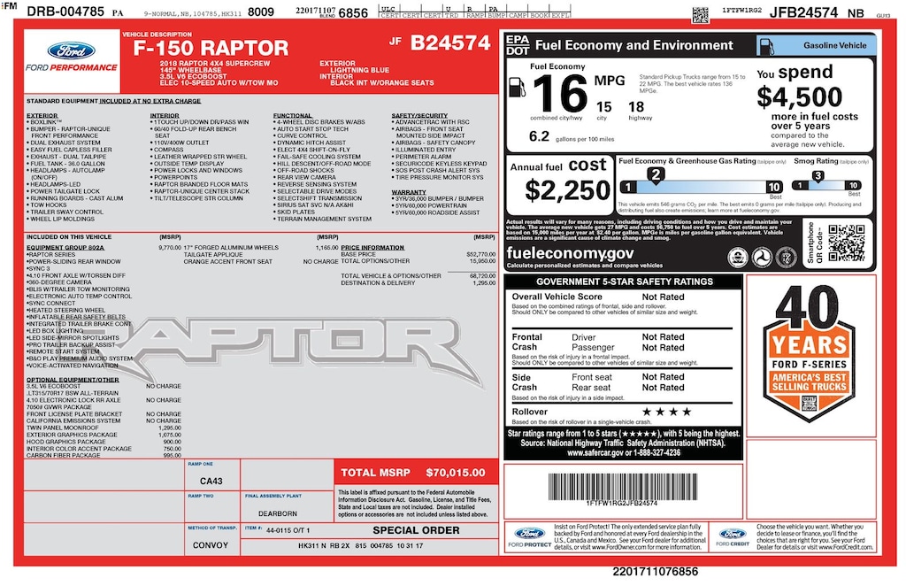 Used 2018 Ford F-150 Raptor Truck