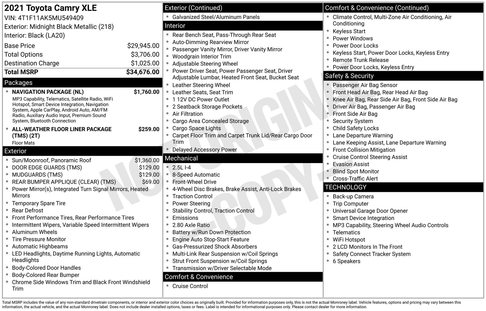 2021 Toyota Camry XLE photo 5