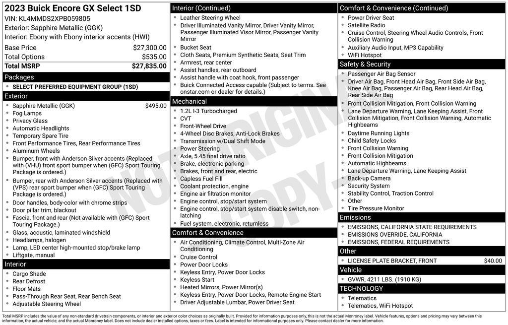 Used 2023 Buick Encore GX Select with VIN KL4MMDS2XPB059805 for sale in Lake Elsinore, CA