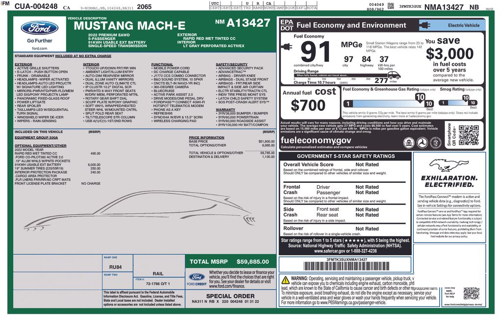 Used 2022 Ford Mustang Mach-E Premium AWD with VIN 3FMTK3SUXNMA13427 for sale in Lake Elsinore, CA