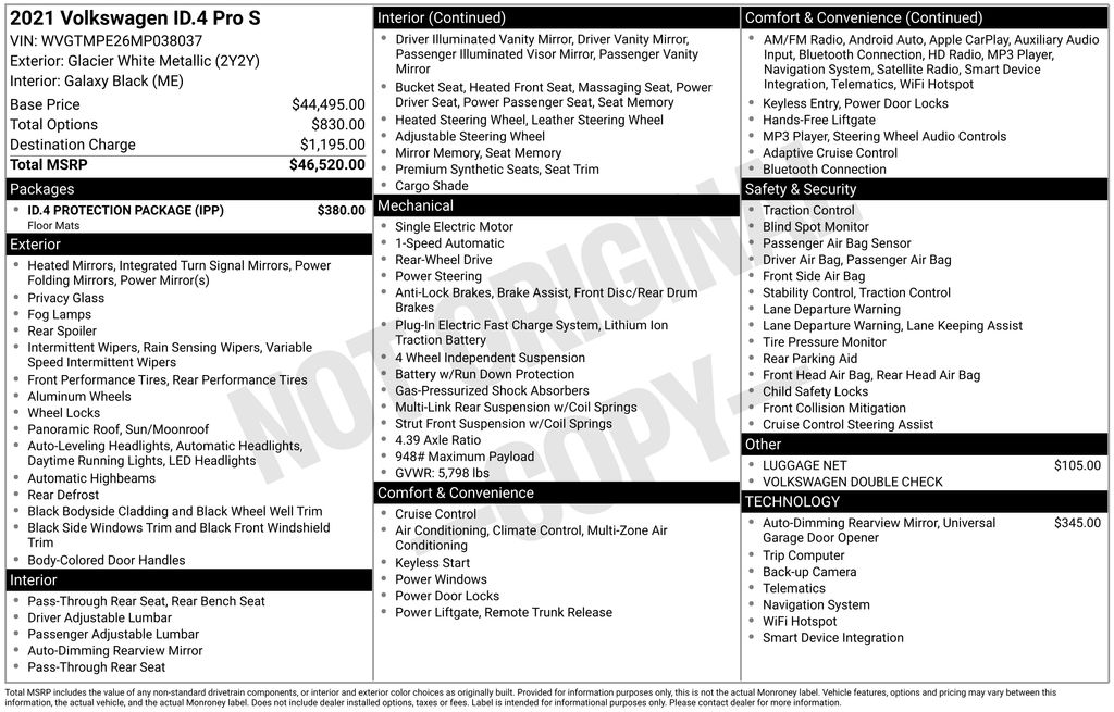 Used 2021 Volkswagen ID.4 PRO S with VIN WVGTMPE26MP038037 for sale in Lake Elsinore, CA