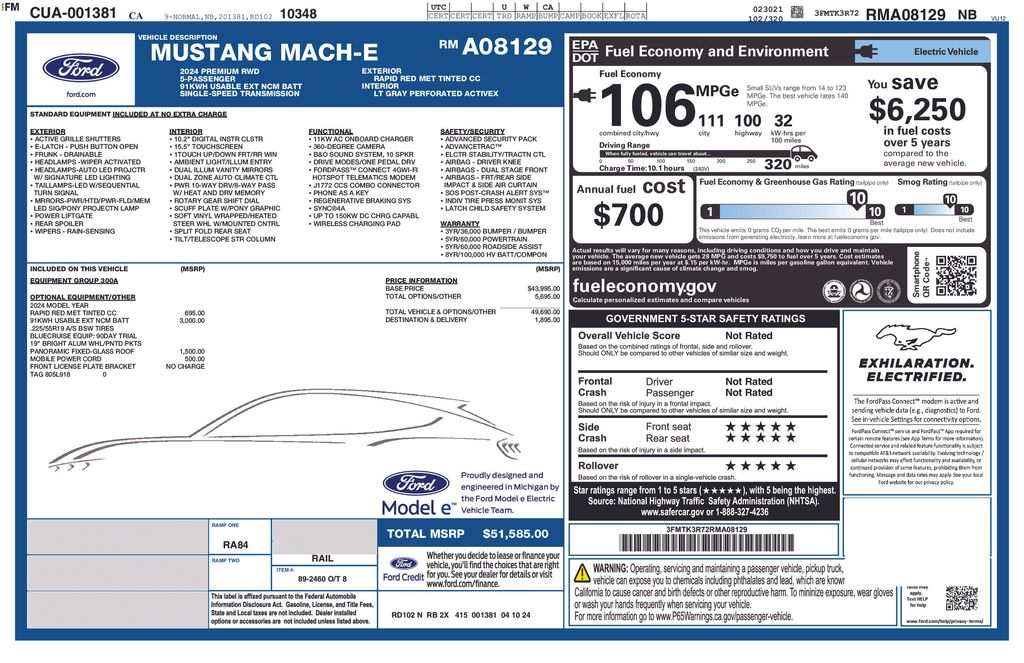 Used 2024 Ford Mustang Mach-E Premium RWD with VIN 3FMTK3R72RMA08129 for sale in Lake Elsinore, CA