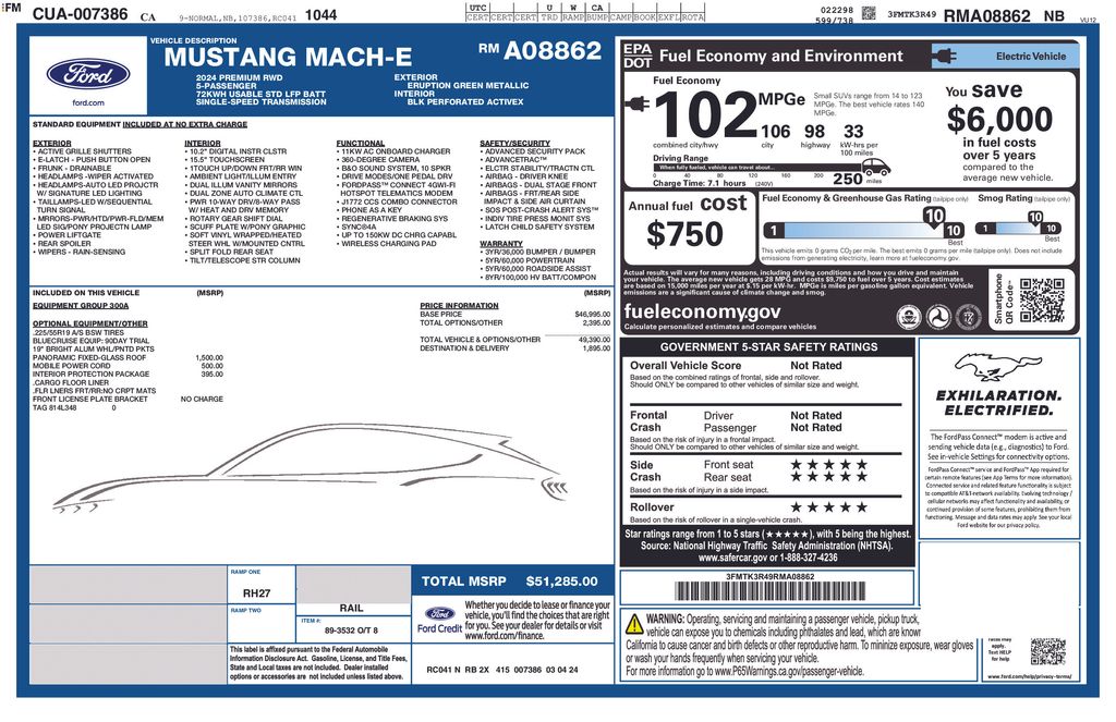 Used 2024 Ford Mustang Mach-E Premium RWD with VIN 3FMTK3R49RMA08862 for sale in Lake Elsinore, CA