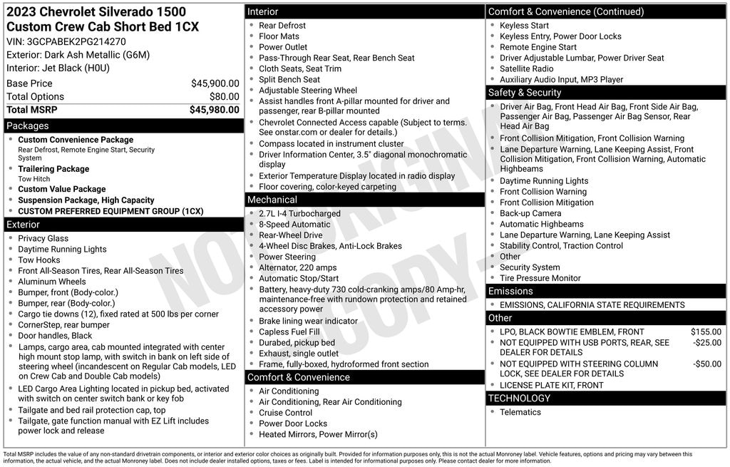 Used 2023 Chevrolet Silverado 1500 Custom Truck