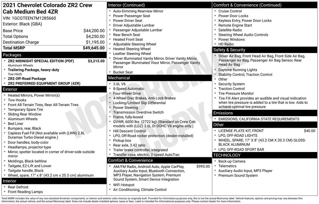 Used 2021 Chevrolet Colorado ZR2 Truck