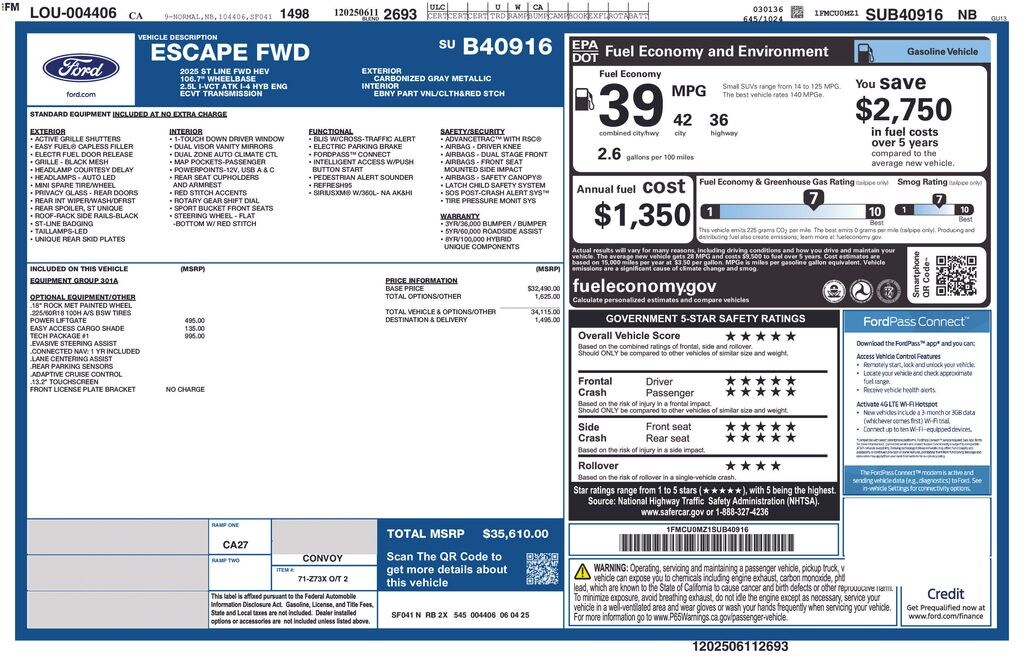 Used 2025 Ford Escape Hybrid ST-Line SUV