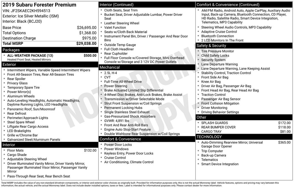 Used 2019 Subaru Forester Premium with VIN JF2SKAEC2KH594513 for sale in Lake Elsinore, CA