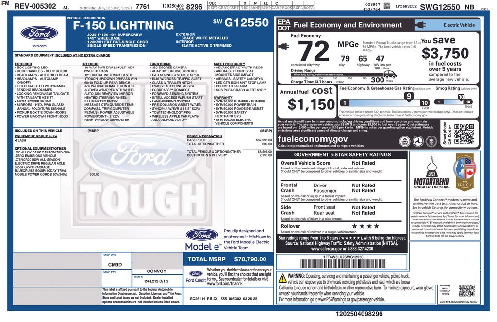 Used 2025 Ford F-150 Lightning Flash with VIN 1FT6W3LU2SWG12550 for sale in Lake Elsinore, CA