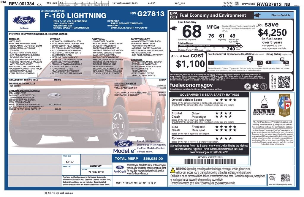 Used 2024 Ford F-150 Lightning XLT Truck