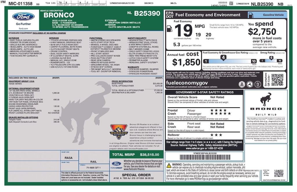 Used 2022 Ford Bronco Base SUV