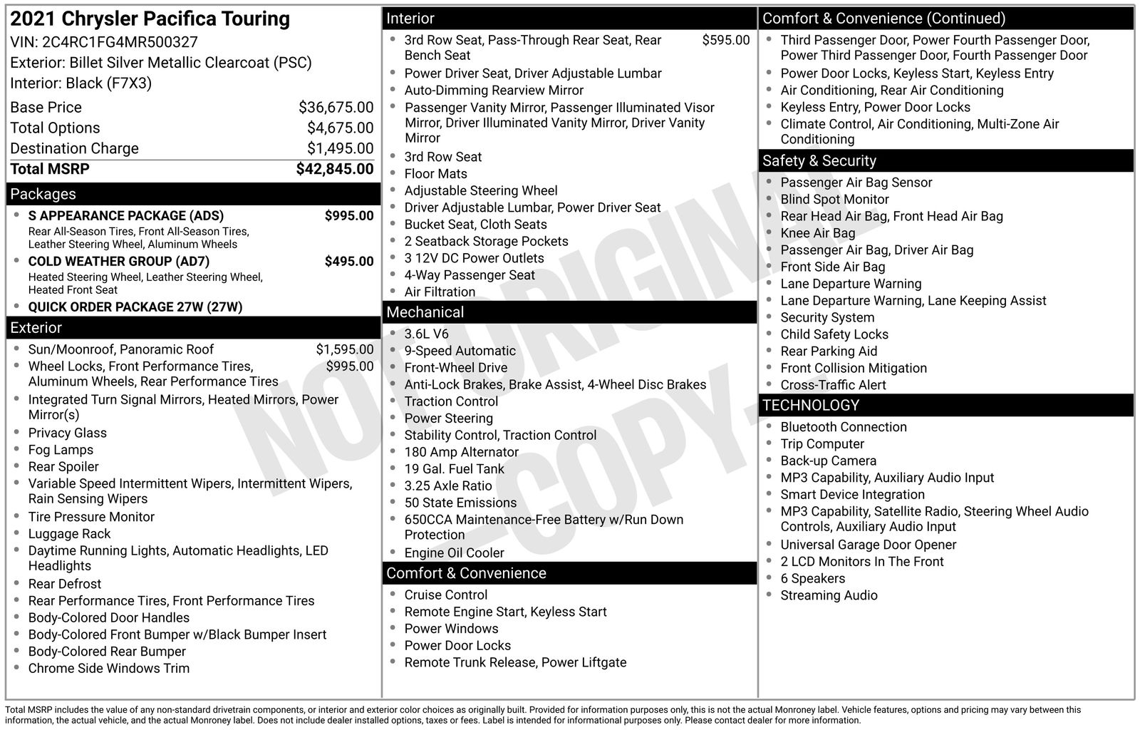 2021 Chrysler Pacifica Touring photo 3