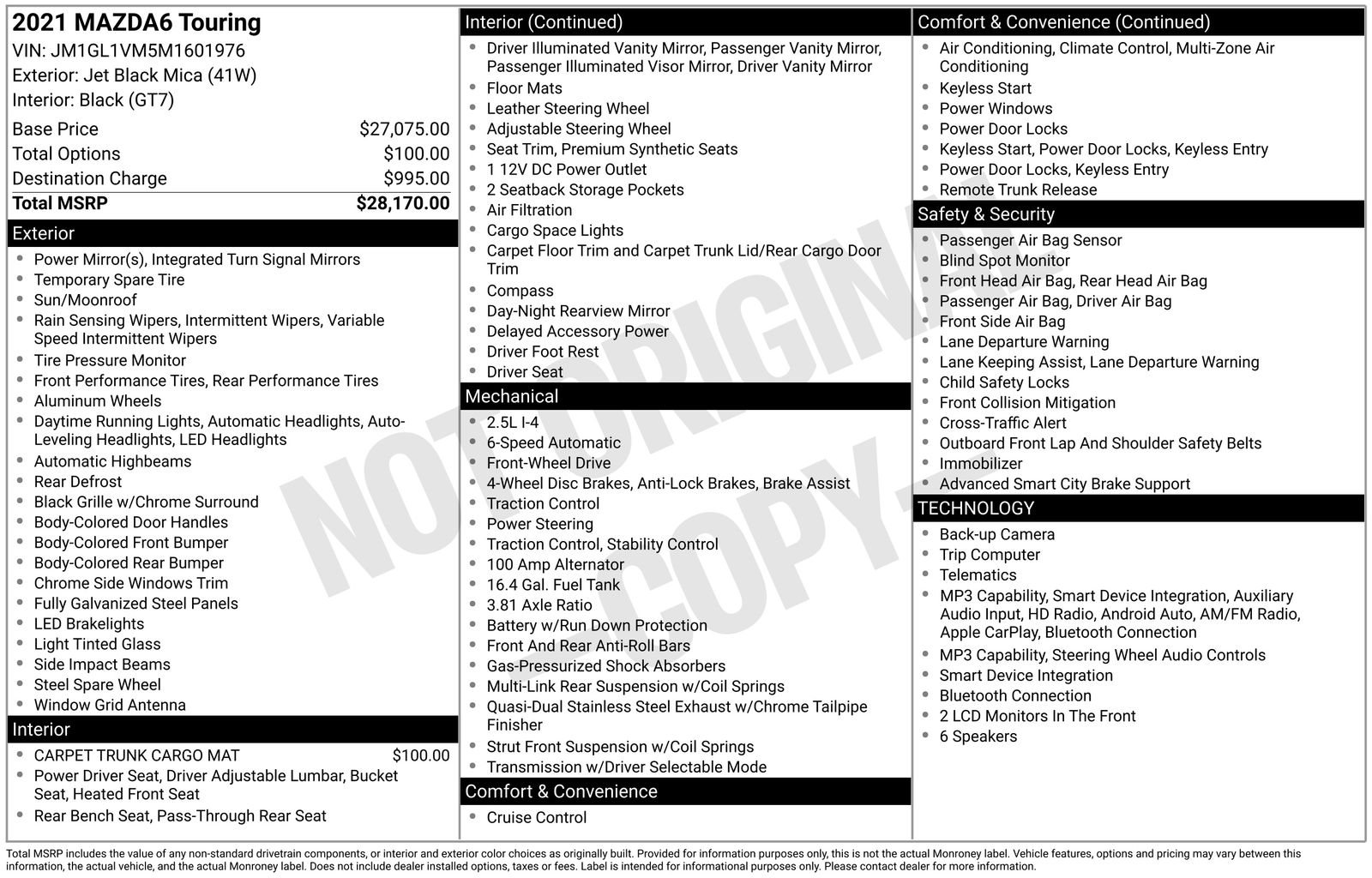 2021 Mazda Mazda6 Touring photo 3