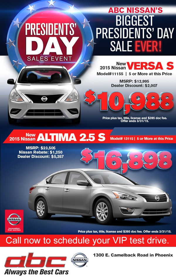 ABC Nissan's Presidents' Day Sales Event ABC Nissan