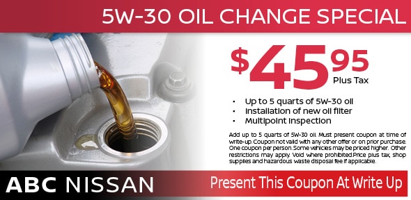 Nissan oil change sale coupon