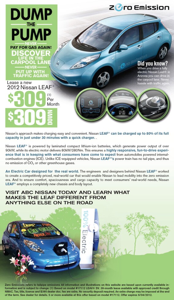 12 Nissan Leaf At Abc Nissan In Phoenix Nissan Leaf Prices Options Colors