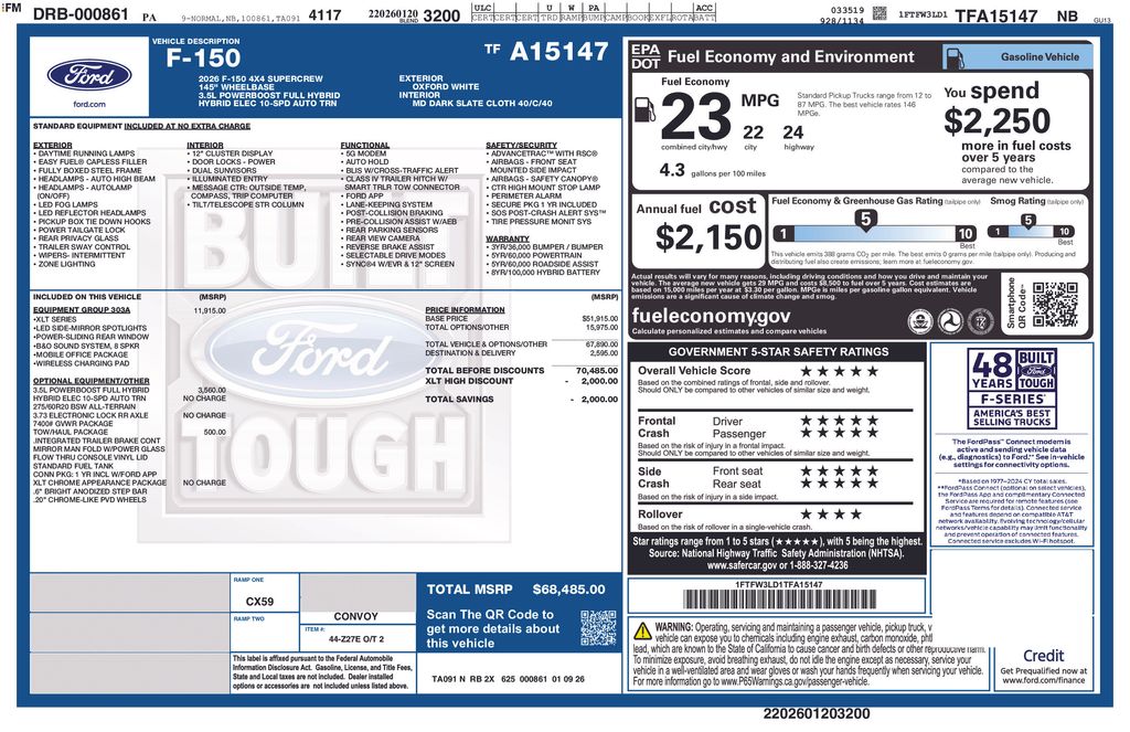 2026 Ford F-150 XLT Oxford White at Town & Country Ford