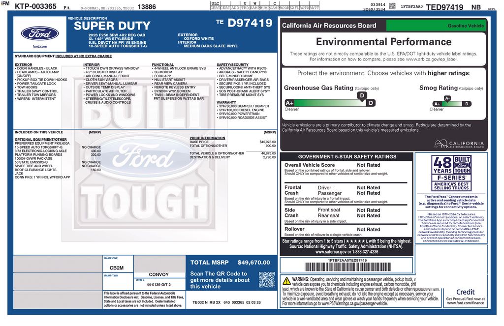 2026 Ford F-250SD XL Oxford White at New Motors