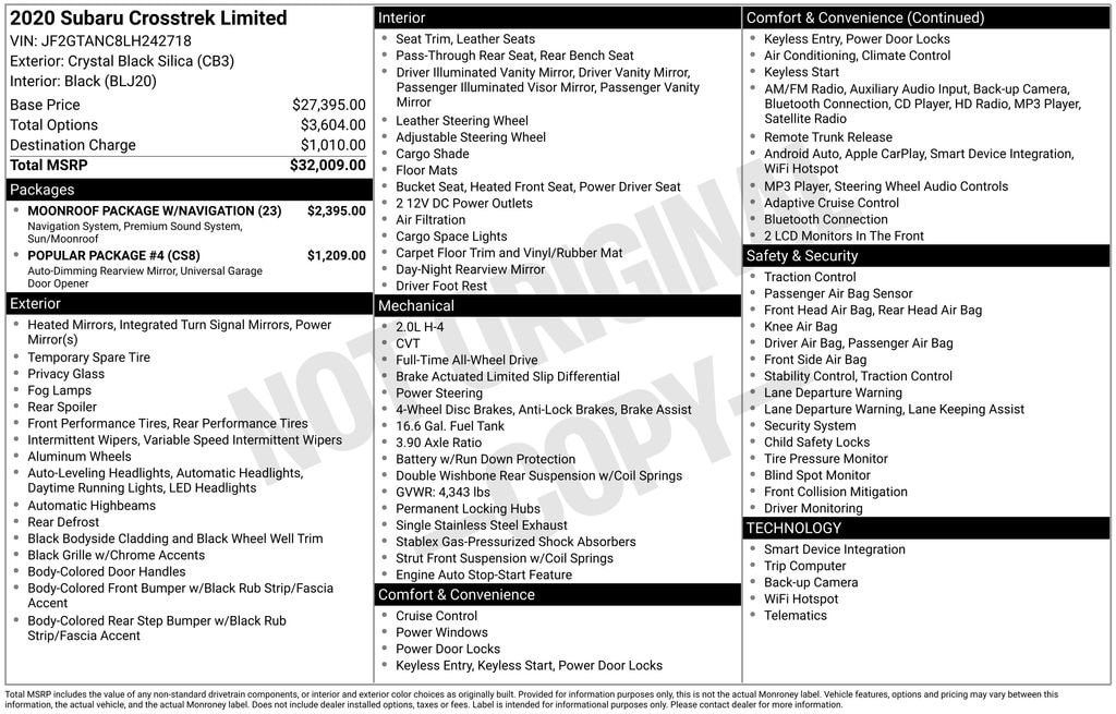 Used 2020 Subaru Crosstrek Limited SUV